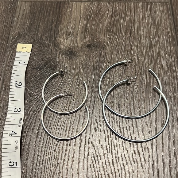 J. Crew Silver Hoops Set - Picture 2 of 2